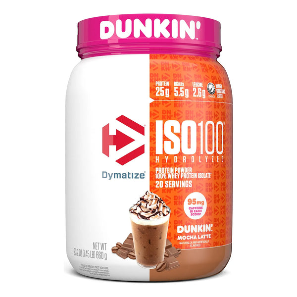 ISO100 Proteina Hidrolizada Dunkin Mocha Latte 26g Porcion 20 Servicios
