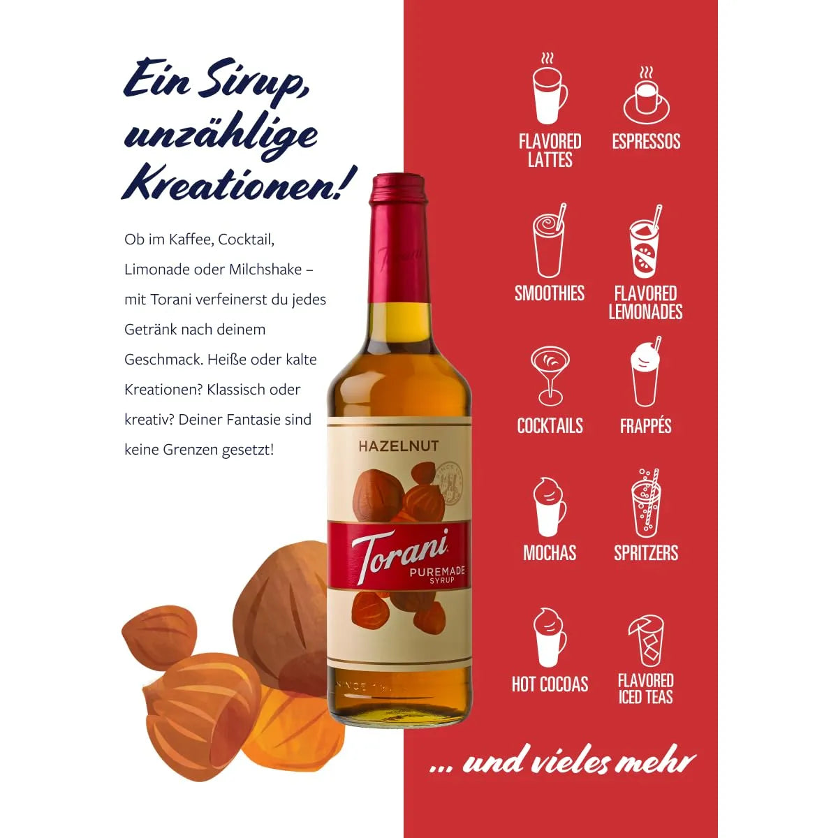 Jarabe Sabor Avellana Torani Puremade Botella Vidrio 750 Ml Natural