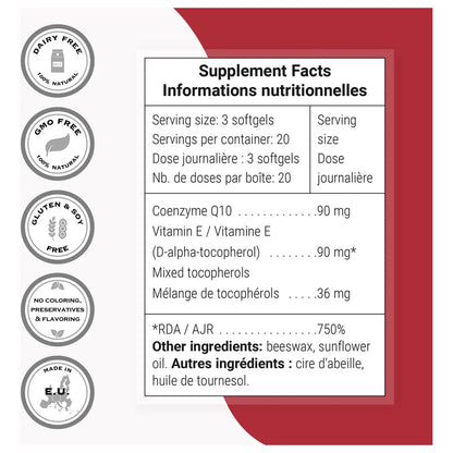 Coenzima Q10 Ubiquinol 90 Mg Con Tocoferoles 60 Capsulas Blandas Antioxidante Energia