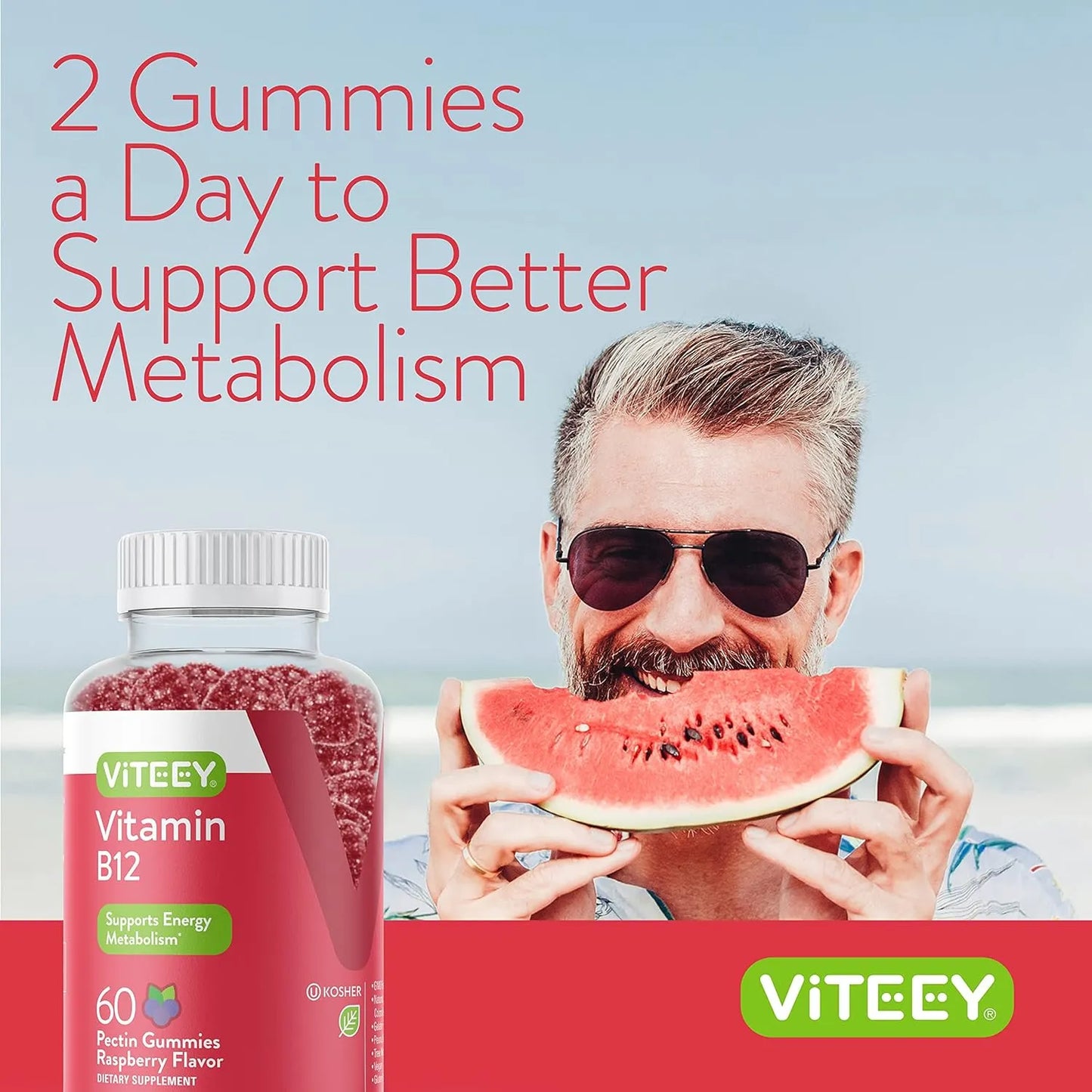 Gomitas B12 Energizantes 1000 Mcg Sabor Frambuesa Veganas Sin Gluten
