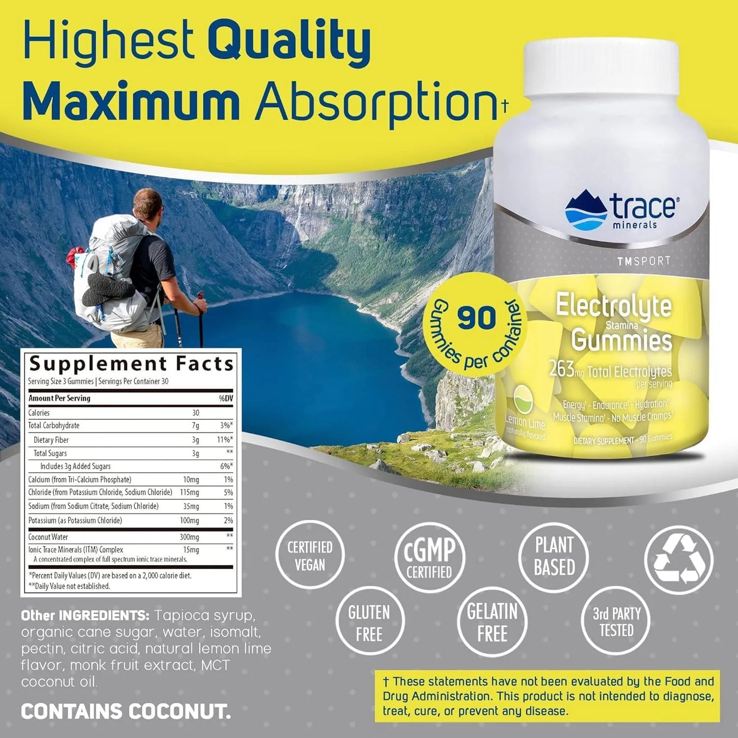 Gomitas De Energia Y Resistencia Con Electrolitos Sabor Lima Trace Minerals 90 Unidades