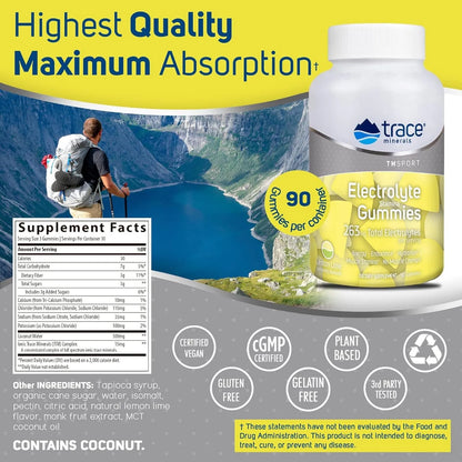 Gomitas De Energia Y Resistencia Con Electrolitos Sabor Lima Trace Minerals 90 Unidades