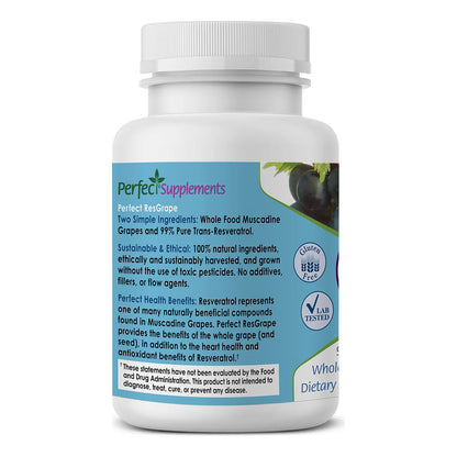 Resveratrol Perfect ResGrape 60 Cápsulas Trans Resveratrol Puro Y Uva Muscadina Orgánica