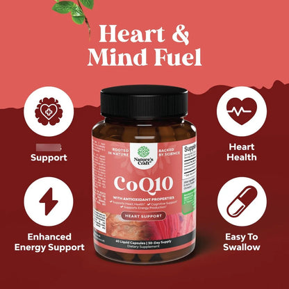Cápsulas Líquidas Coenzima Q10 200 Mg Alta Absorción Salud Cardíaca Y Energía