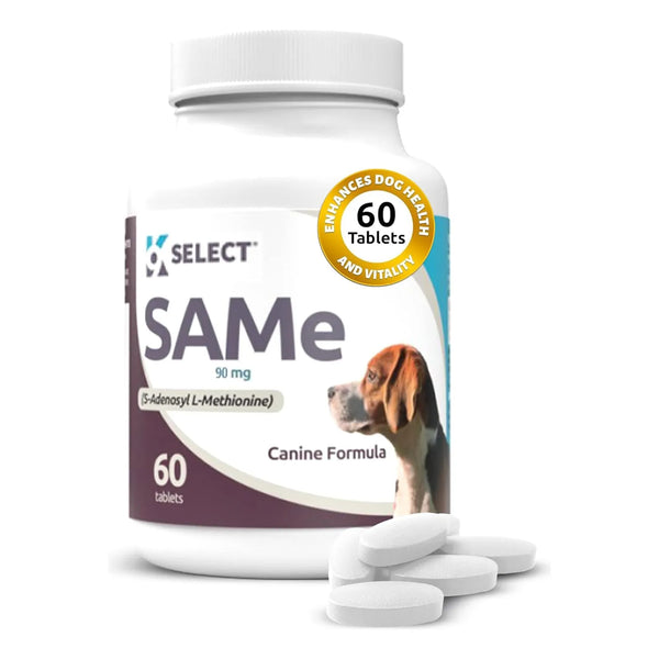 K9 Select SAM-e Para Perros Pequeños Y Medianos 60 Tabletas 90 Mg Suplemento Hepático Y Articular
