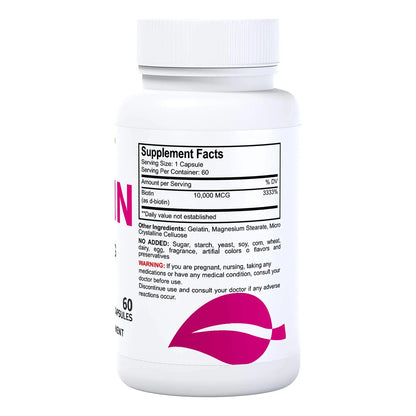 Biotina 10000 Mcg Crecimiento Cabello Barba Uñas 60 Capsulas
