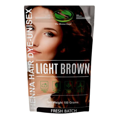 Tintura De Henna Natural Para Cabello Y Barba Color Marrón Claro 100% Libre De Químicos