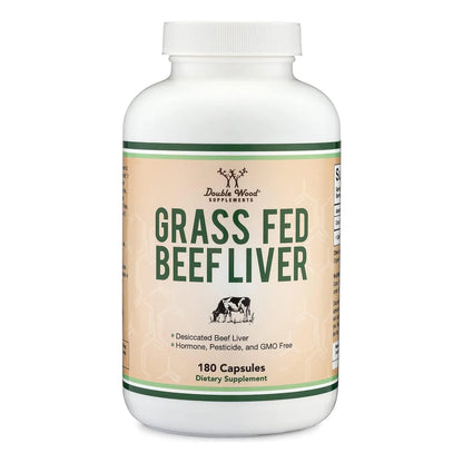 Capsulas De Higado De Res 1000 Mg Double Wood 180 Unidades Suplemento Natural