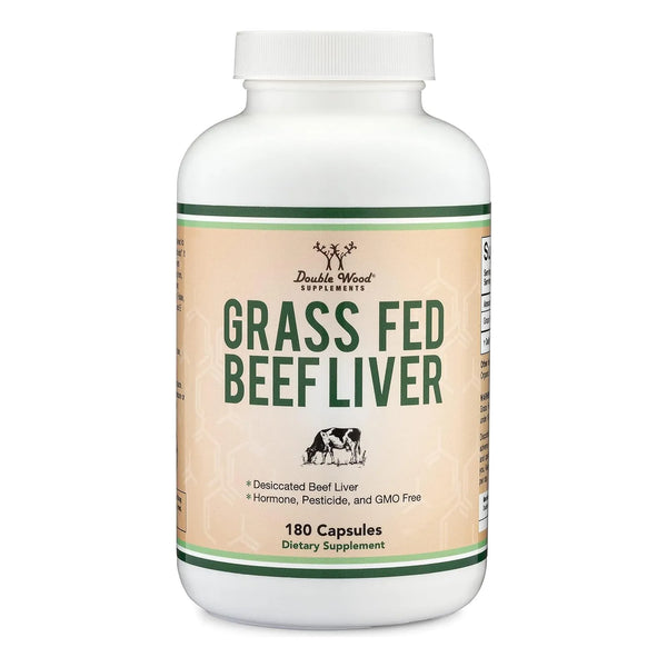 Capsulas De Higado De Res 1000 Mg Double Wood 180 Unidades Suplemento Natural
