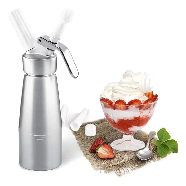 Dispensador Crema Batida Profesional Zoemo 250 Ml Metal Con 3 Puntas Decoracion