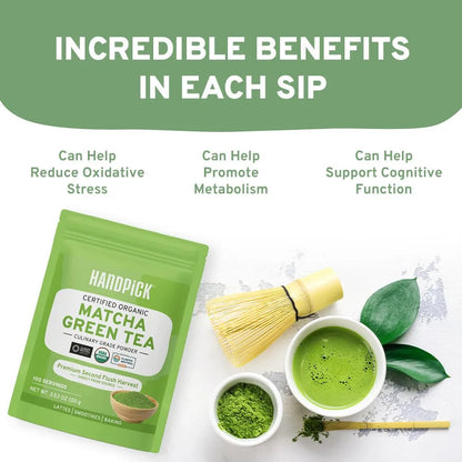 Matcha Orgánico Japonés Premium 100 Porciones Energía Natural Antioxidantes