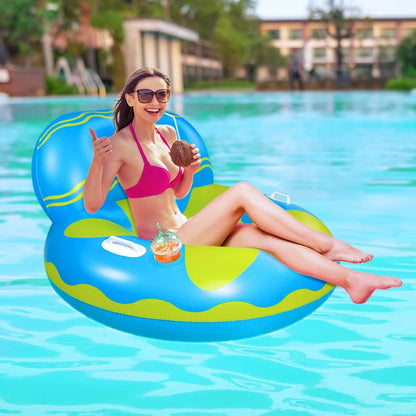 Flotador Tumbona Piscina Adultos Hamaca Flotante Malla Resistente Soporte Bebidas