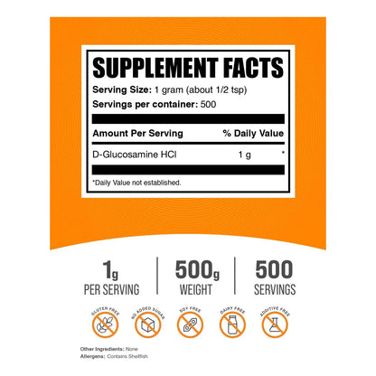 Glucosamina Hcl En Polvo 1000 Mg 500 G Para Salud Articular