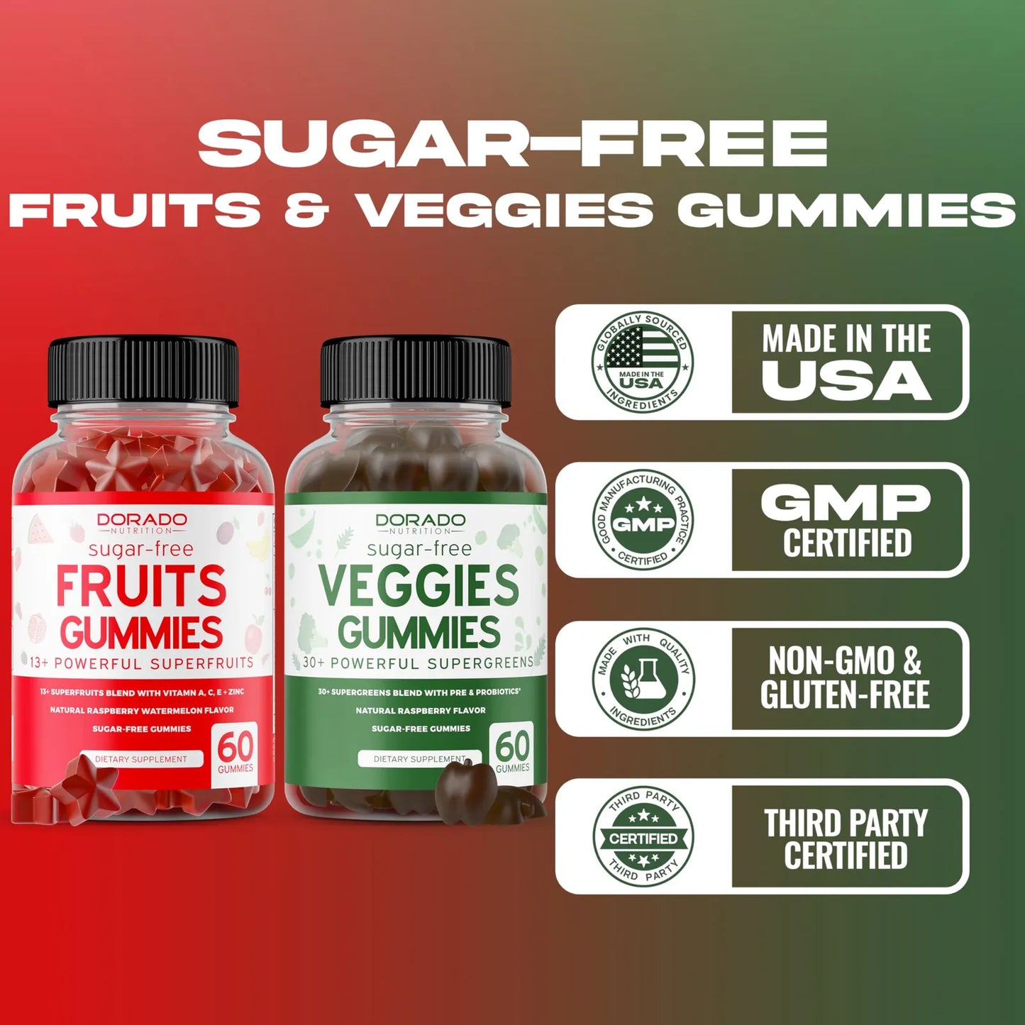 Gomitas Superalimentos Frutas Verduras 120 Unidades Sin Azúcar Suplemento Nutricional