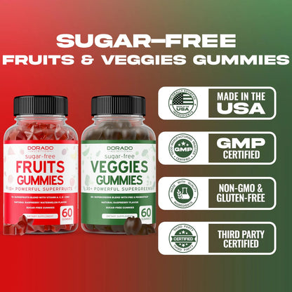 Gomitas Superalimentos Frutas Verduras 120 Unidades Sin Azúcar Suplemento Nutricional