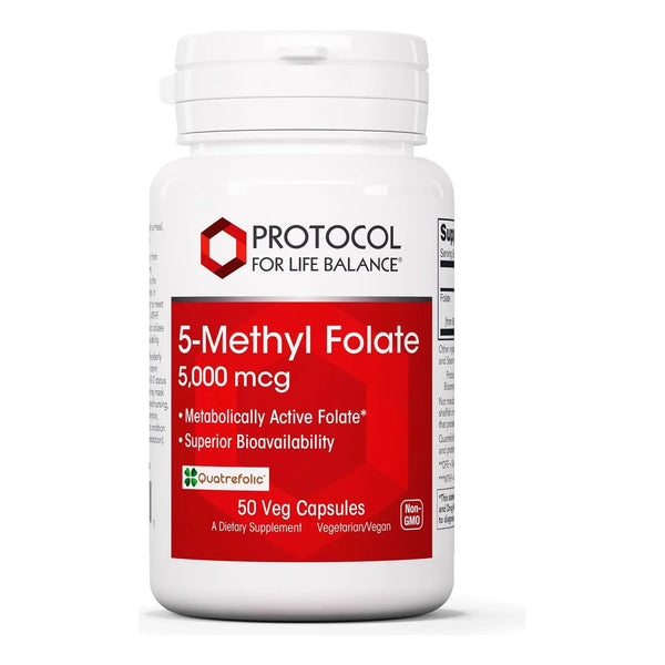 Folato Metilado 5000mcg 50 Cápsulas Vegetales Apoyo Cerebral Protocol For Life Balance