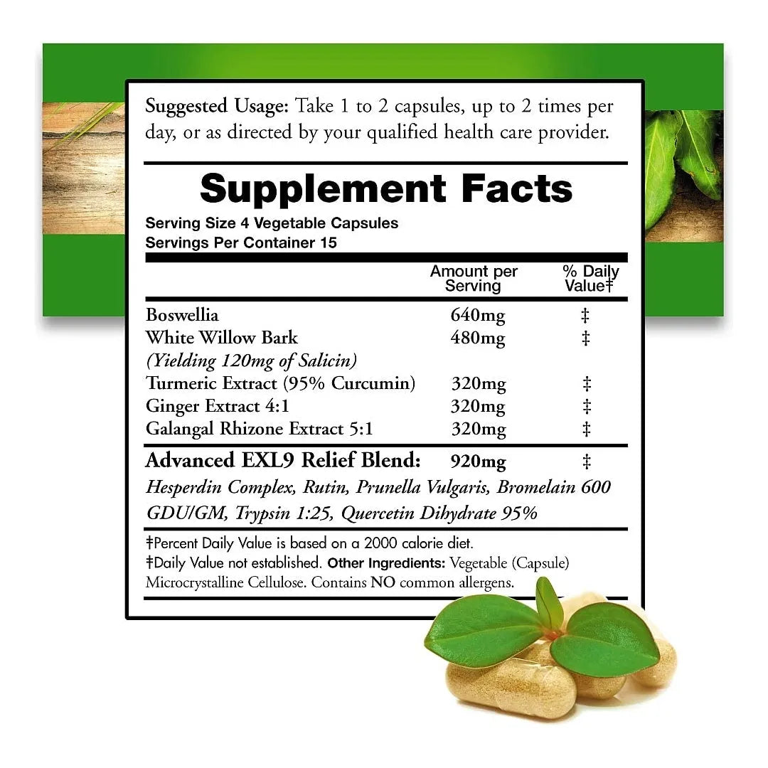 Suplemento Antiinflamatorio Natural Con Cúrcuma Curcumina 60 Cápsulas Vegetarianas