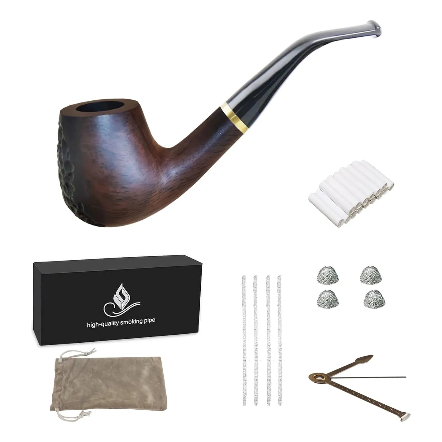 Kit Pipa Tabaco Ebano Con Accesorios Premium Regalo Ideal