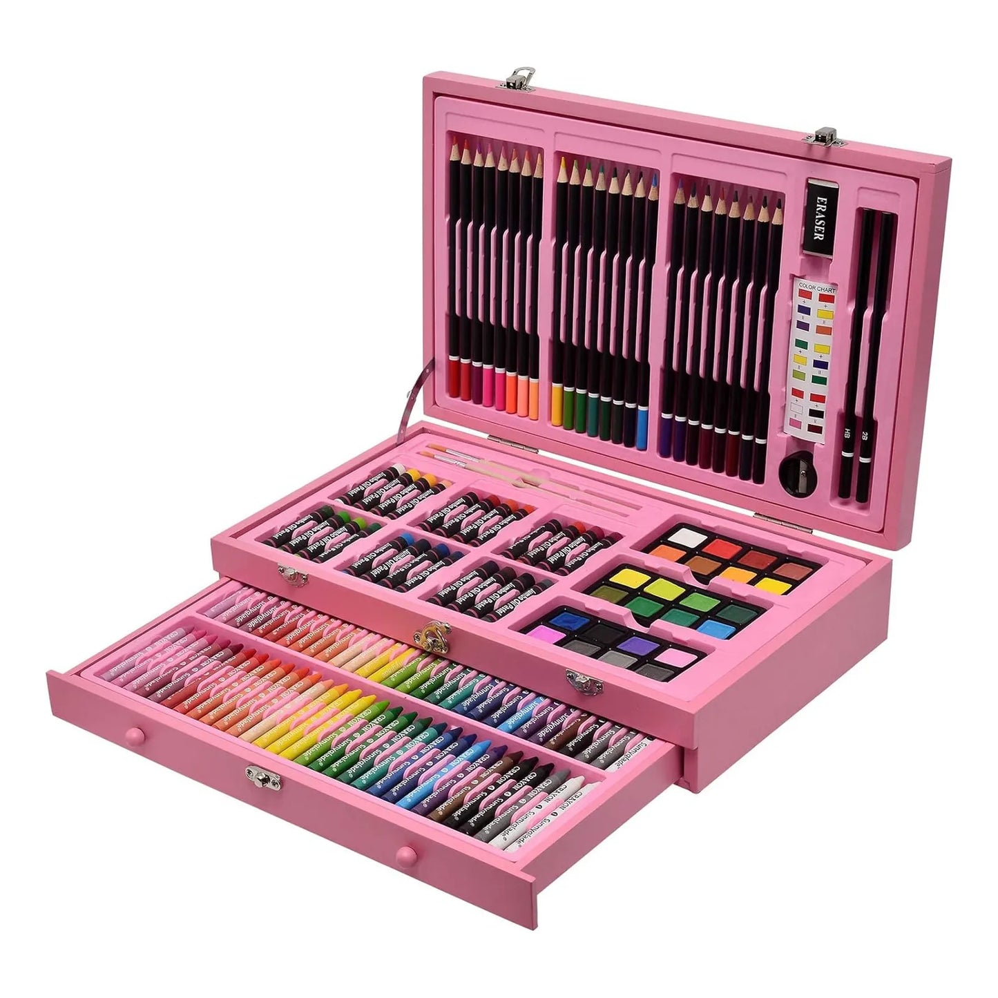 Juego De Arte Sunnyglade 145 Piezas Caja Madera Lápices Acuarelas Y Más