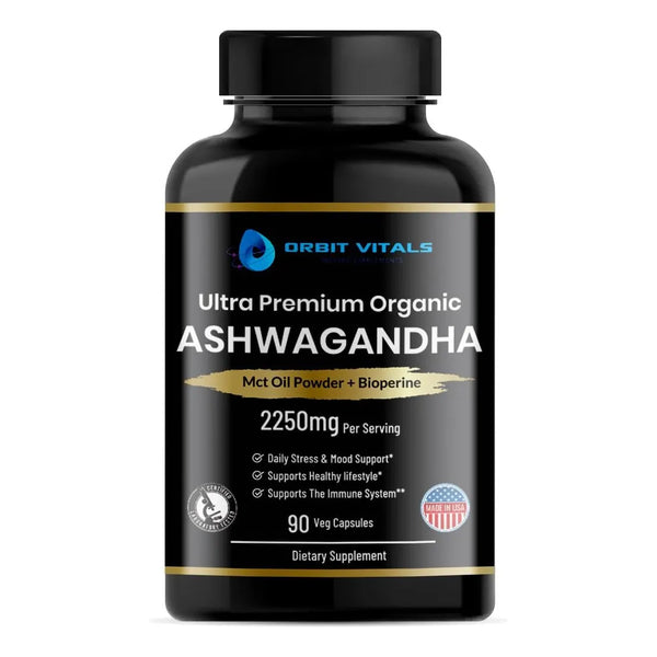 Ashwagandha Orgánica 2250 Mg Con Aceite MCT Y Pimienta Negra Para Absorción Superior