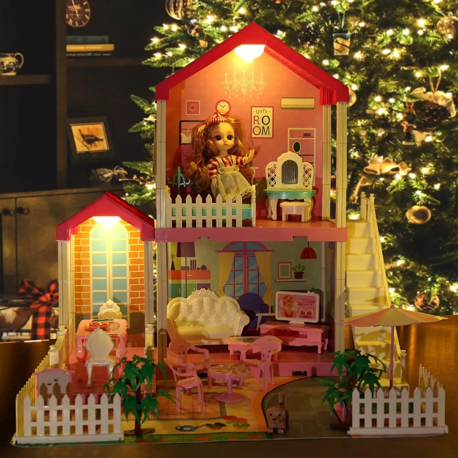 Pretty Dollhouse Casa De Muñecas Con Luz Y Tapete Educativo - Imagen 4