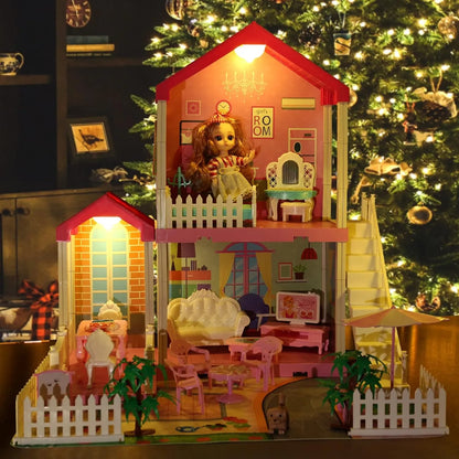 Pretty Dollhouse Casa De Muñecas Con Luz Y Tapete Educativo - Imagen 4
