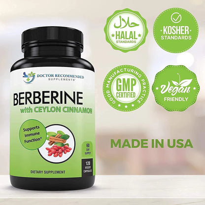 Berberina 1200 Mg Con Canela De Ceilan Organica 120 Capsulas Vegetarianas