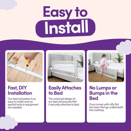 Rieles De Cama Extra Largos Para Niños Protector Ajustable ComfyBumpy Seguridad Y Comodidad