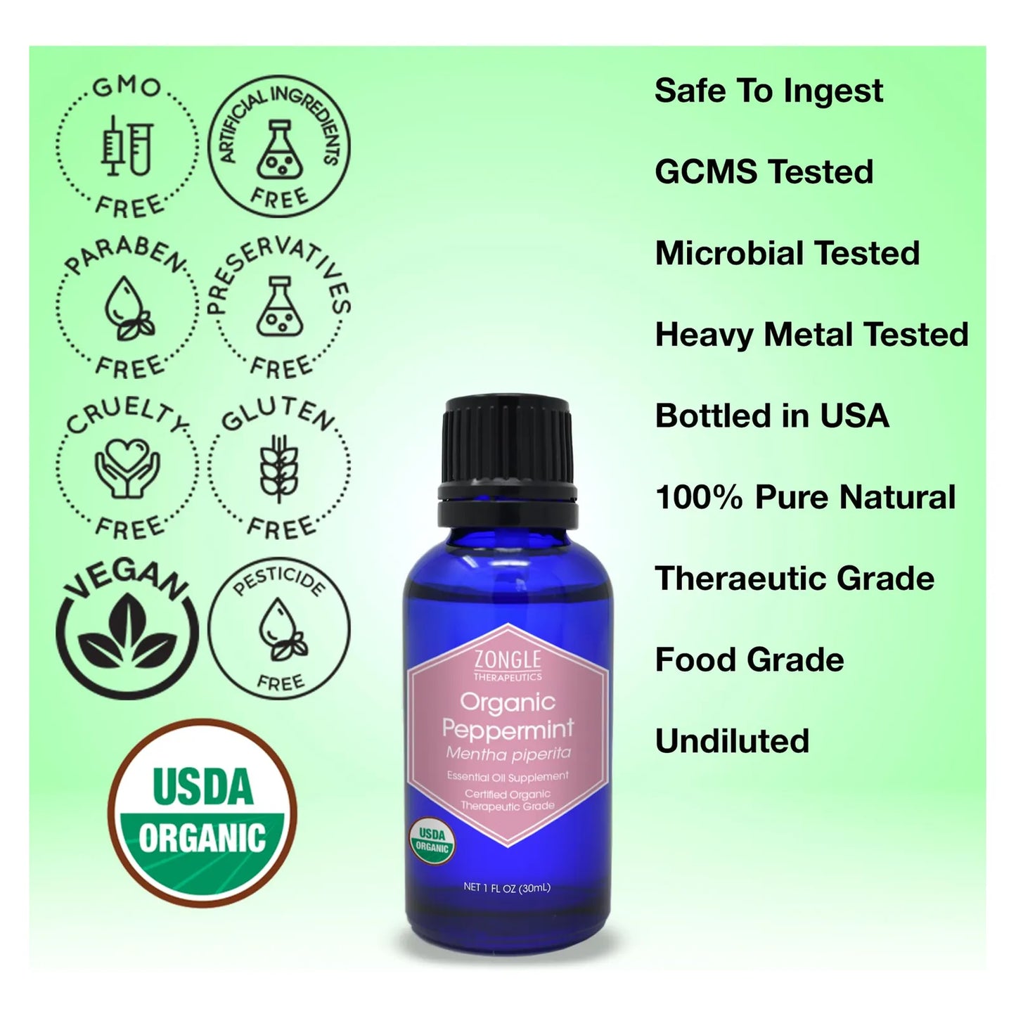 Aceite Esencial De Menta Puro 30ml Grado Alimenticio Para Digestión Y Bienestar