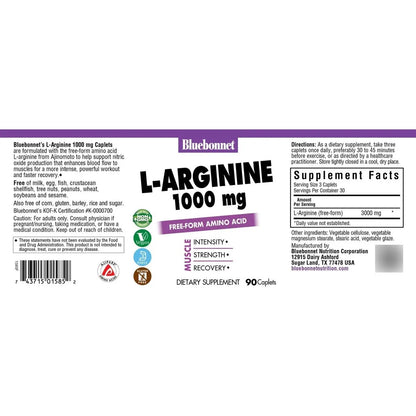 Arginina 1000 Mg Capsulas 90 Unidades Soporte Cardiaco Vegano Sin Gluten