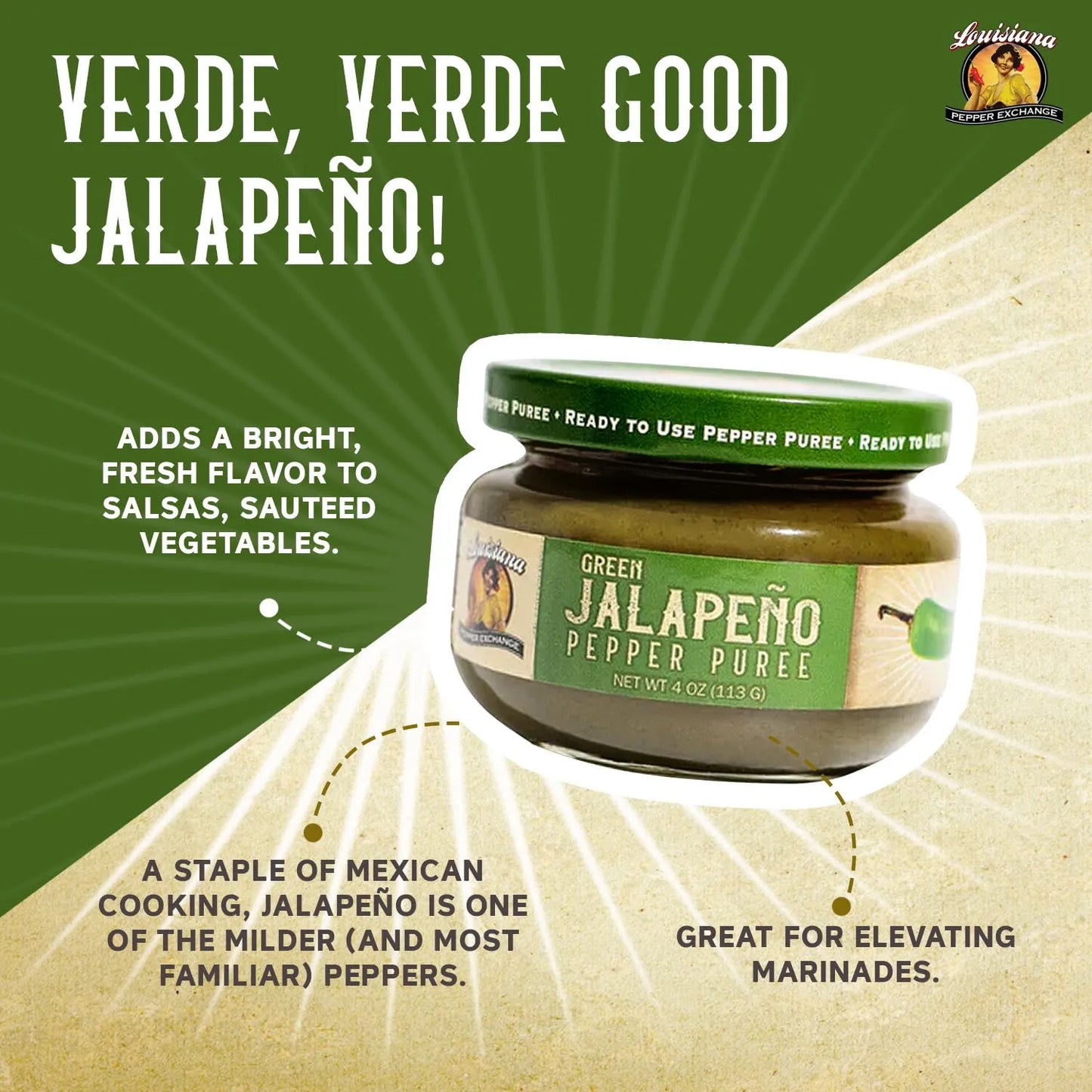 Salsa De Puré De Pimienta Y Jalapeño Verde Condimento Picante Sin Gluten