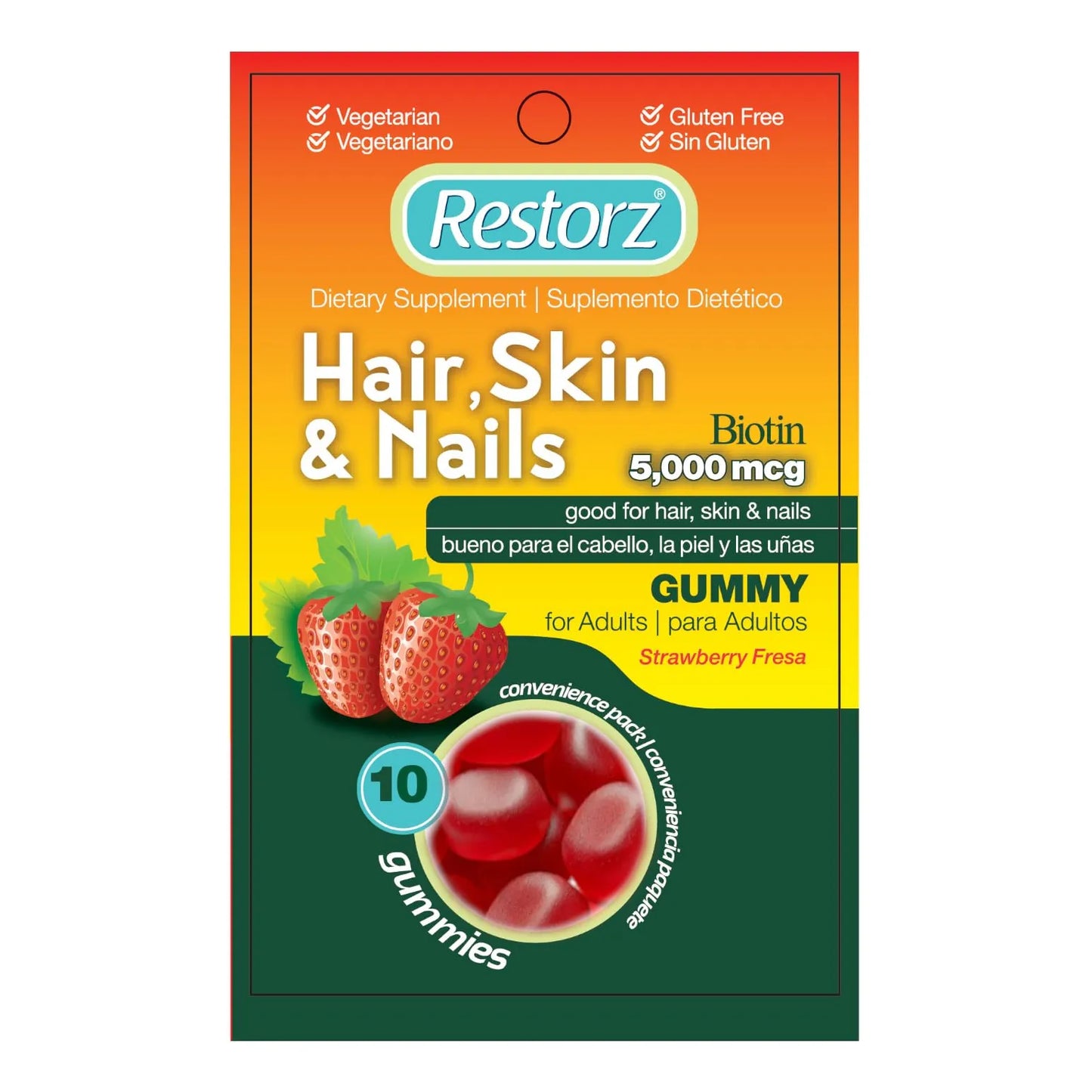 Gomitas De Biotina 5000 Mcg Para Cabello Piel Y Uñas Sabor Fresa