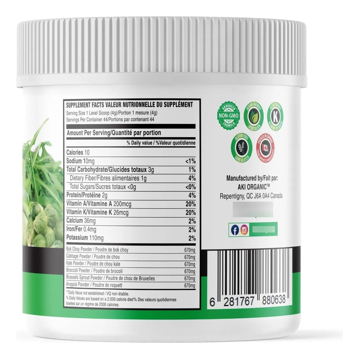 Mezcla Verde Superfood De Crucíferas En Polvo Con Col Rizada 150g Nutrición Integral Vegana