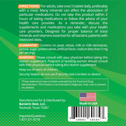 Multivitamínico Bariátrico Con Hierro Energía 90 Tabletas 24 Nutrientes