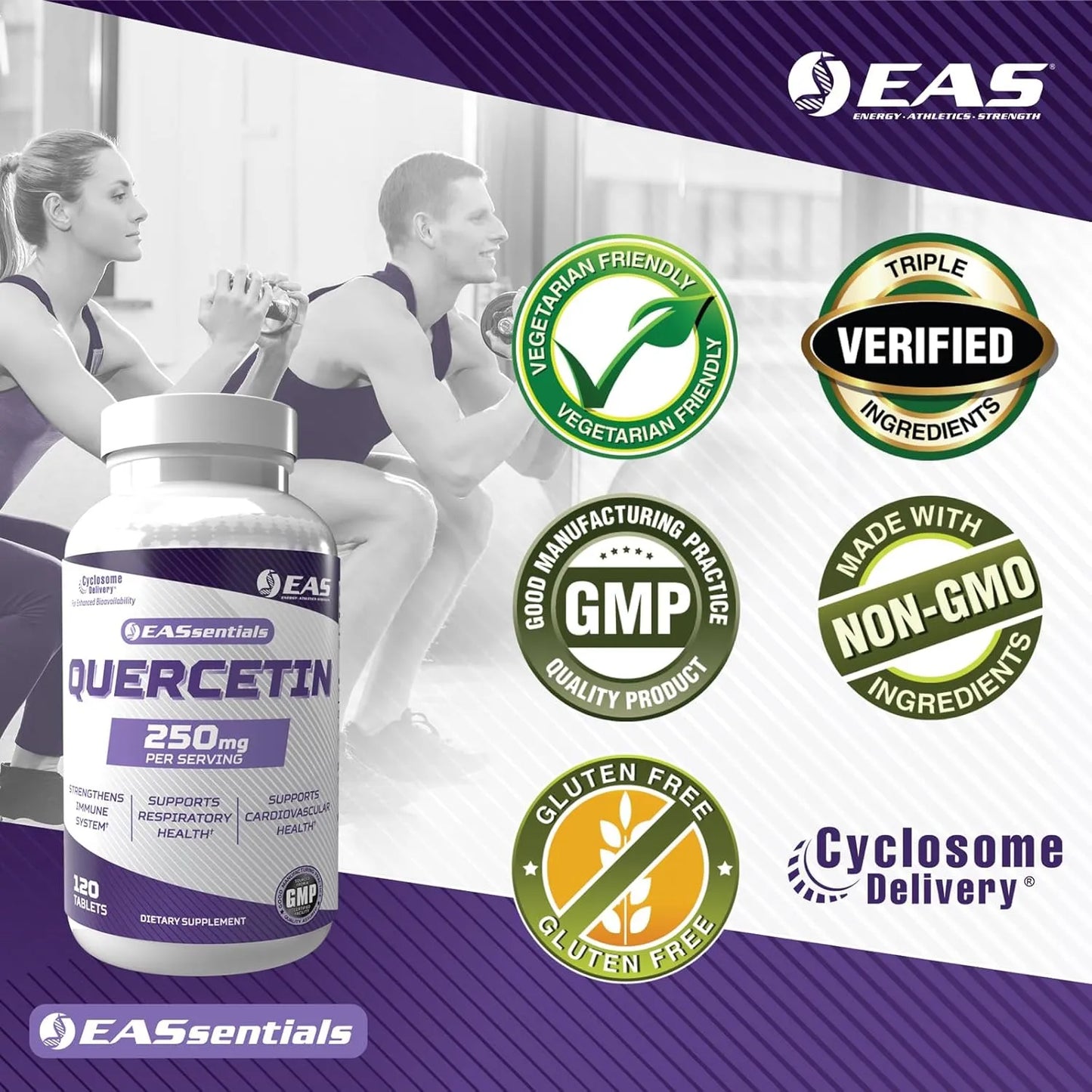 Quercetina 250mg Salud Cardíaca Y Respiratoria Con Tecnología Cyclosome 120 Tabletas