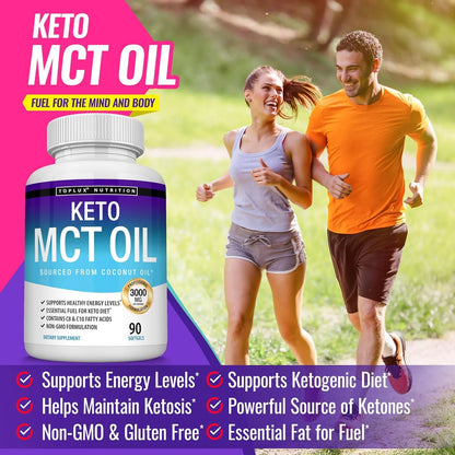 Capsulas De Aceite MCT 3000 Mg Extracto De Coco Puro Energia Keto