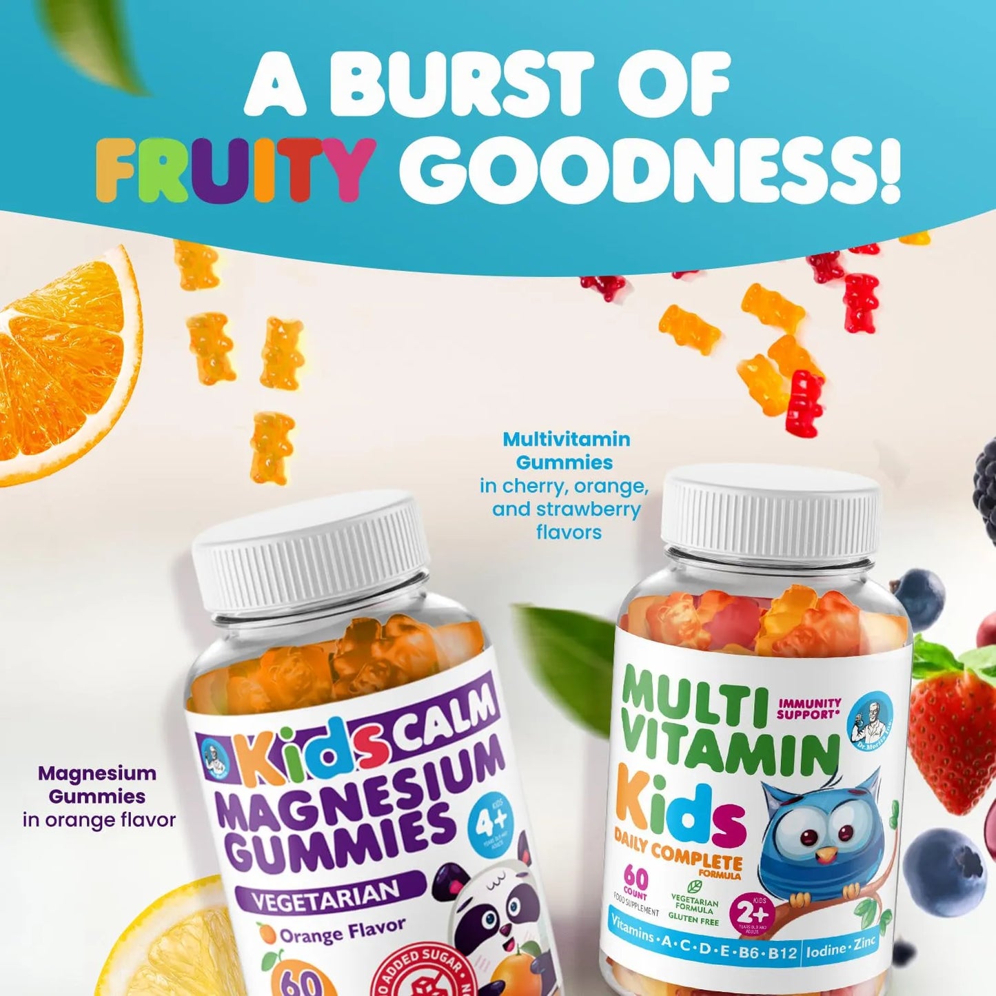 Gomitas De Magnesio Y Multivitaminas Para Niños Sabor Naranja 120 Unidades
