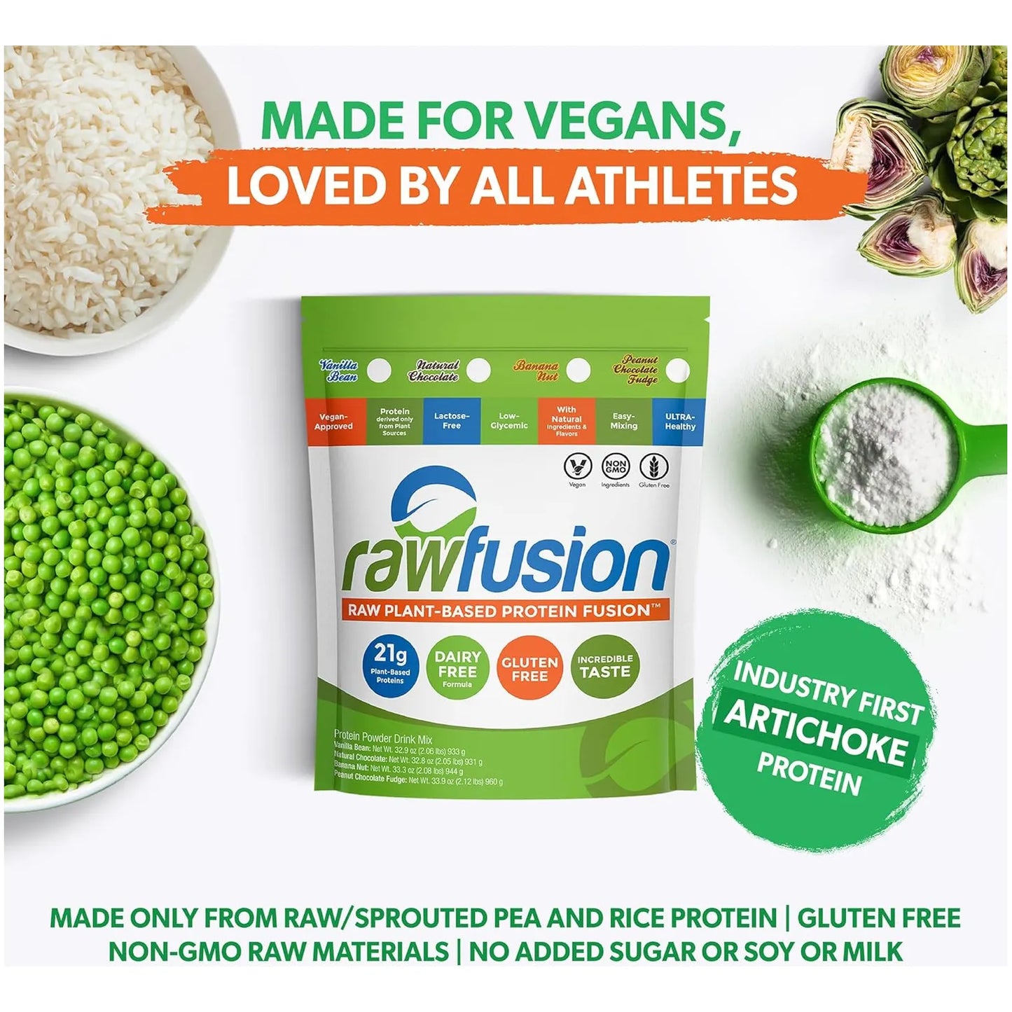 Proteina Vegana Chocolate Rawfusion Plantas Polvo 1 Libra Nutricion Muscular
