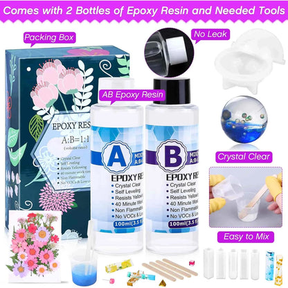 Kit Resina Epoxi Profesional 219 Piezas Con Moldes Y Accesorios Para Joyeria
