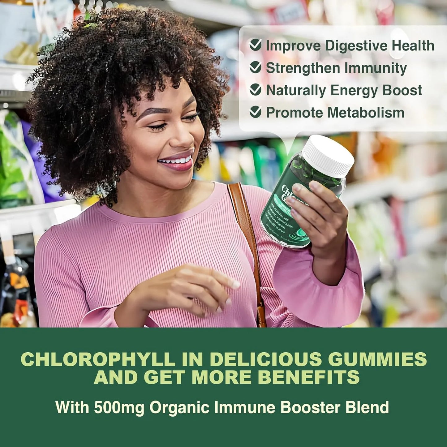Gomitas De Clorofila Con ACV Musgo Marino Y Saúco Energía Natural 60 Unidades