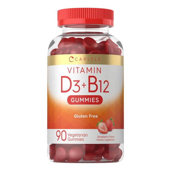 Gomitas De Vitamina D3 Y B12 Sabor Fresa 120 Unidades Suplemento Natural Vegetariano