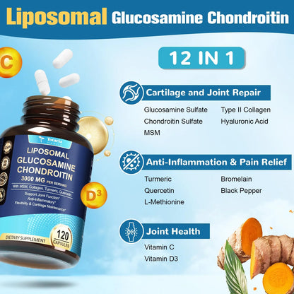 Glucosamina Condroitina MSM 3000 Mg 120 Capsulas Soporte Articular HSA FSA