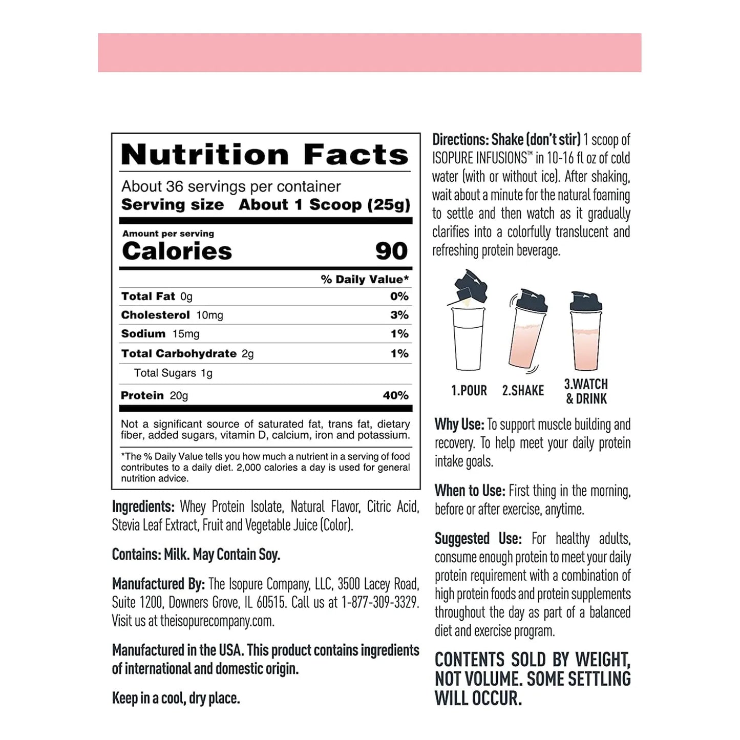Isopure Proteina De Suero De Leche 20 Gr Tropical Punch 900g Importado