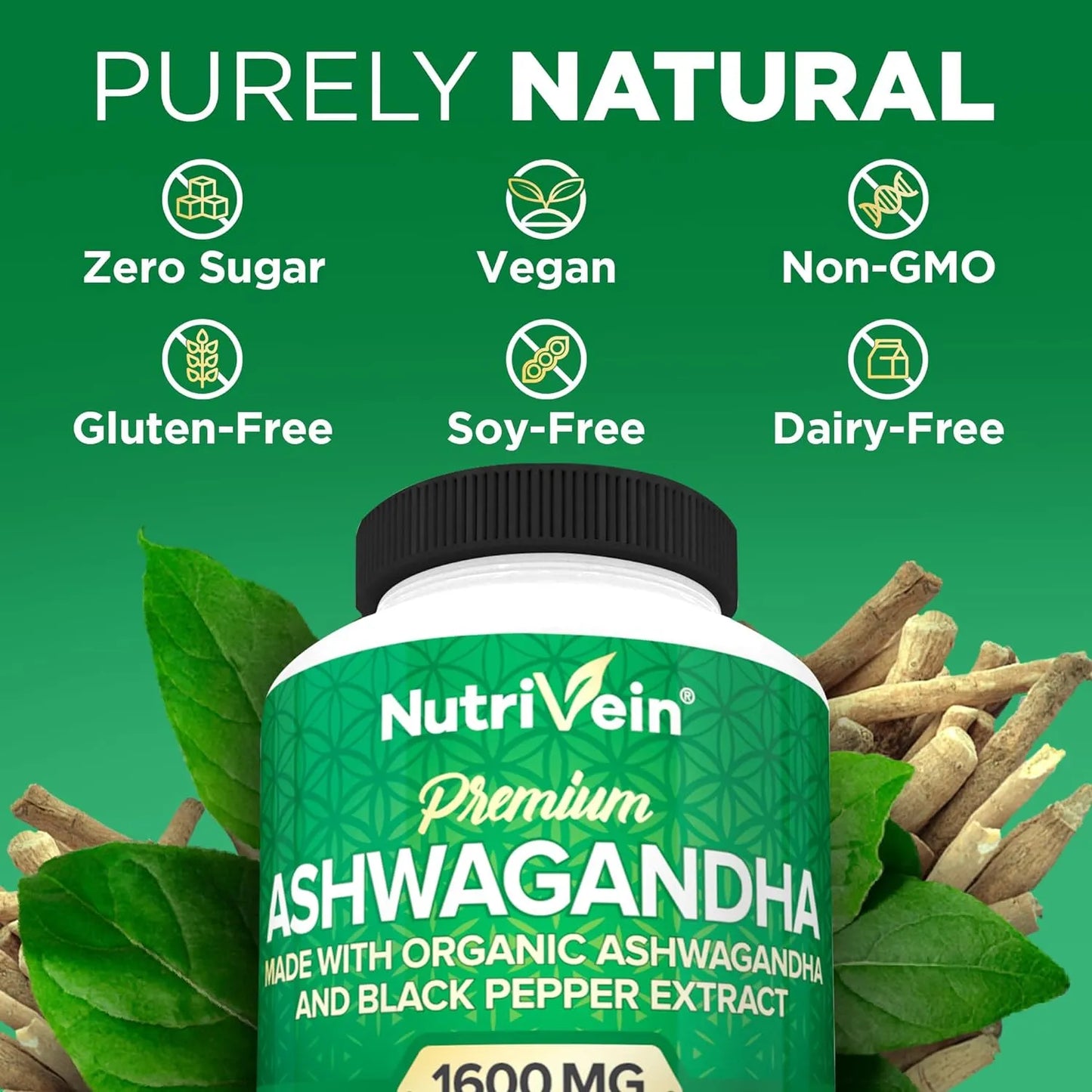 Ashwagandha 1600 Mg Con Extracto De Pimienta Negra 120 Capsulas Veganas