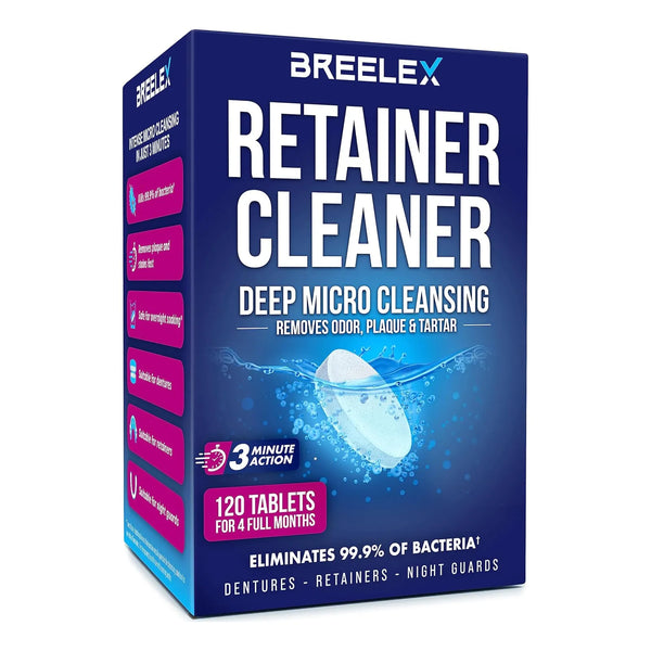 Tabletas Limpiadoras Dentaduras Breelex 120 Unidades Elimina Manchas Y Bacterias