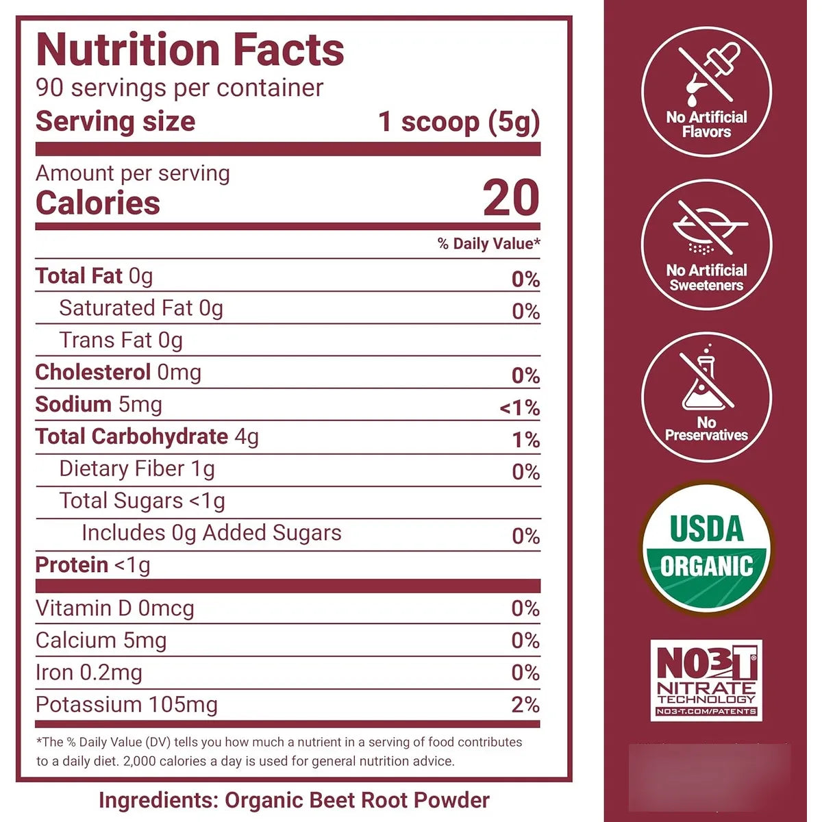 Polvo De Remolacha Orgánica Force Factor Total Beets Superalimento Nutrición Diaria 90 Porciones