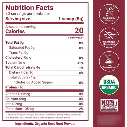 Polvo De Remolacha Orgánica Force Factor Total Beets Superalimento Nutrición Diaria 90 Porciones