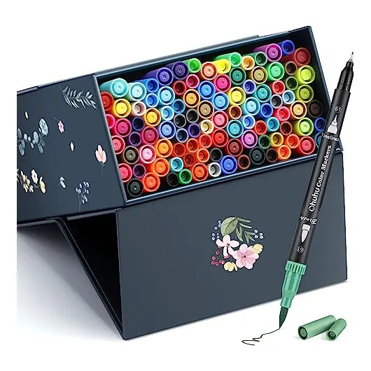 Marcadores Artisticos Doble Punta Ohuhu 100 Colores Negro Para Dibujo Profesional