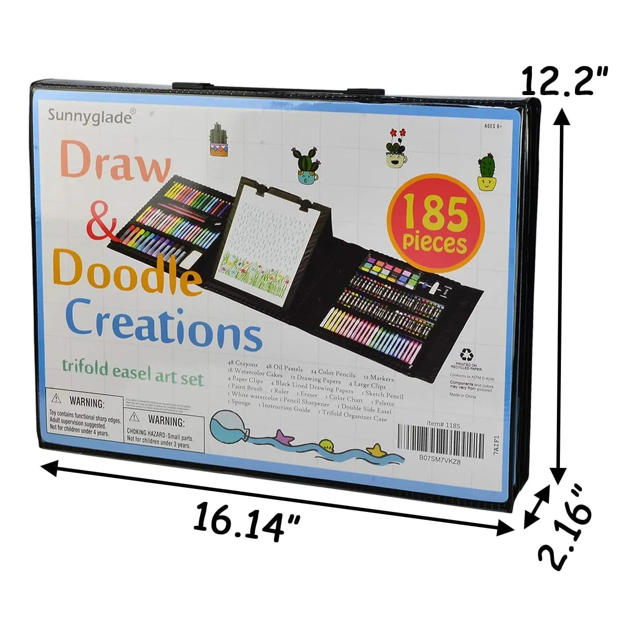 Kit De Pintura Y Dibujo 185 Piezas Con Caballete Doble Cara Materiales Profesionales