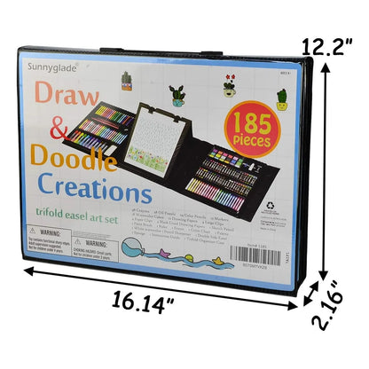 Kit De Pintura Y Dibujo 185 Piezas Con Caballete Doble Cara Materiales Profesionales